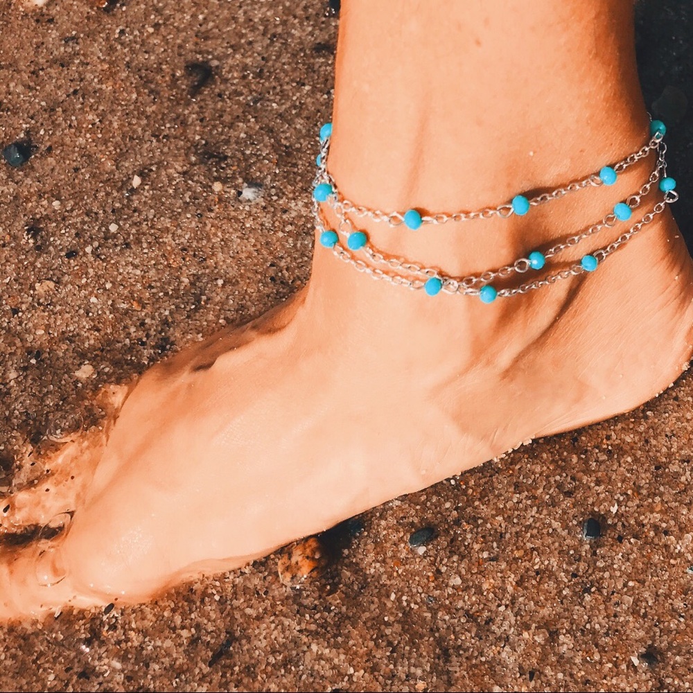 Unique Silver-Glass Anklet